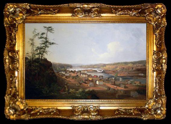 framed  John Mix Stanley Oregon City on the Willamette River, ta009-2